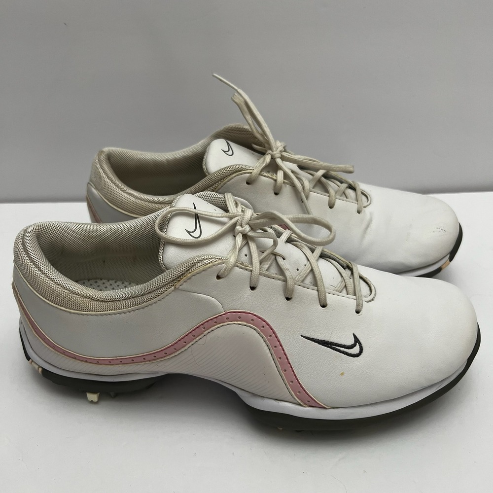 Nike Better World Golf Shoes Womens Size 7.5 White Pink Spiked Athletic